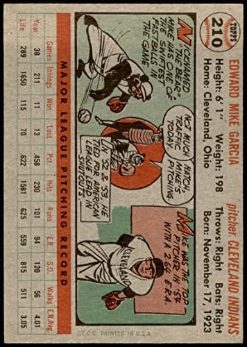 1956 Topps # 210 Майк Гарсия Кливланд Индианс (Бейзболна картичка) EX индианците