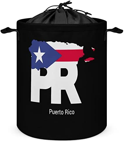 Карта На Ел Пуерто-Рико Флаг Голяма Кошница За Дрехи На Съвсем Малък Водоустойчив Кошница За Дрехи, Сгъваема