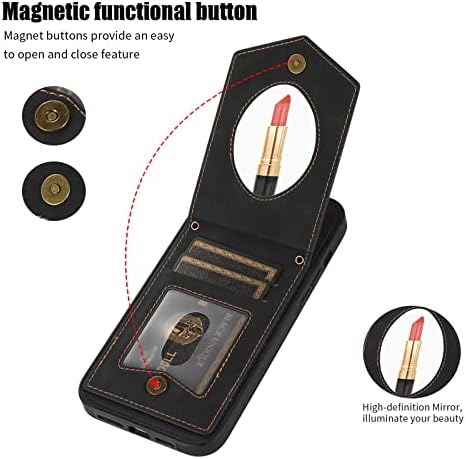 Чанта-портфейл XYX за iPhone 13 Pro Max 6,7 инча, лента за през рамо от Изкуствена кожа, RFID Заключване, Държач