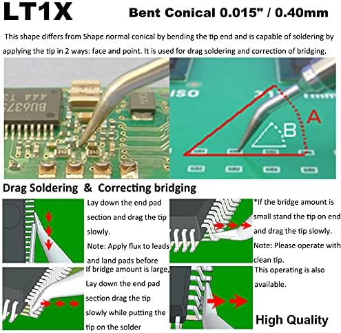 LT1X Извити Тънки поялник 0,010 /0,25 мм за WXP80 WSP80 WP80 WP120 MPR PE75 TCPS WSFP8 WD1000 WSD81 WSD121 WS81