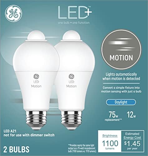 Комплект led крушки LED на GE + Сензор за движение, (2) се Движат лампа PAR38 и (2) Движещи се лампи A21, топло бяла / дневна светлина (4 опаковки)