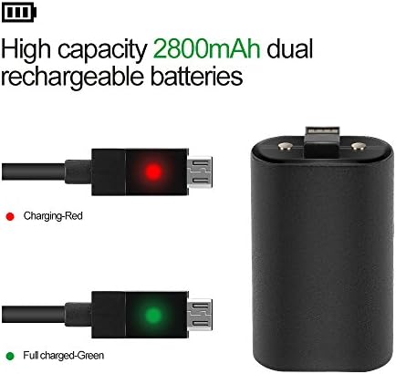 Акумулаторна батерия за Xbox ONE, Комплект за зареждане на Galexh SHY05 с две батерии с капацитет 2800 ма и кабел Micro USB контролера на Xbox One (черен)