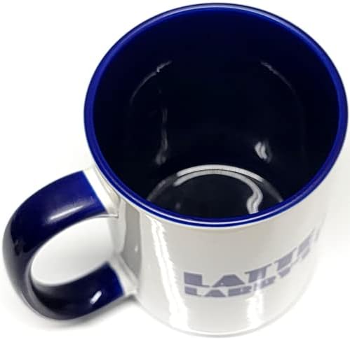 Чаша за кафе лате Larry's Coffee Shop на 15 течни унции - 2 тонове на Синьо-бялата керамика - Защита на луксозни кутии от стиропор - Обуздайте ентусиазма си, Вдъхновен от Дейвид