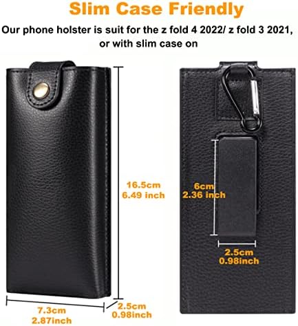 YQODSZ за своята практика за телефон Samsung Galaxy Z Fold 4 2022/ Z Fold 3, калъф за телефон от изкуствена кожа с въртяща се на 360 градуса клипс за колан и карабинер за цялостна защита,
