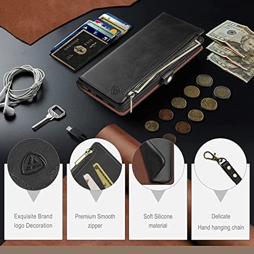 XcaseBar за Google Pixel 6A Чанта-портфейл с цип 【Заключване RFID】 Титуляр за кредитни карти, флип-за награда-книга