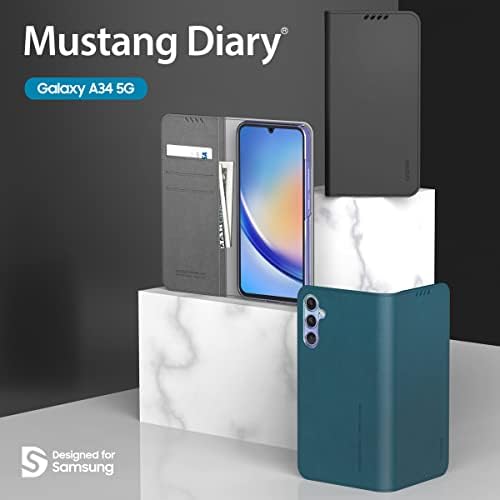 калъф araree Mustang Дневник Galaxy A34 5G, предназначени за Samsung Galaxy A34 5G (2023), флип-надолу капачката-за