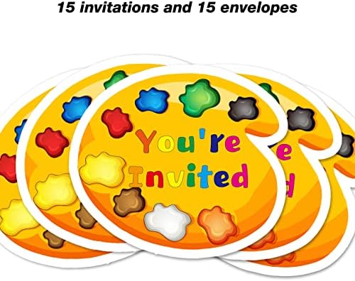 Художествена Рисувани Покани на парти в чест на рождения Ден под формата на Използваеми Покани Комплект от 15 с Конвертами Цветни Бои Художествени Покани за Партит?
