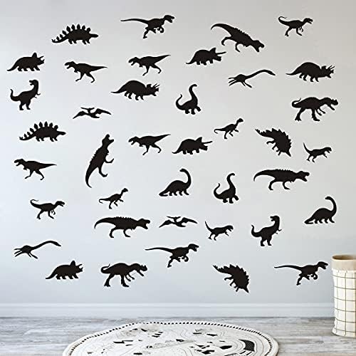 JUEKUI 38 бр., Черен Стикер на Стената с Динозавром, Минималистичные Животни, Vinyl Стикер с Динозавром, Художествена