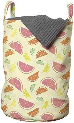 Чанта за дрехи Ambesonne Плодове, Цветен Цитрусов Модел с резенчета лайм, Грейпфрут, Лимон и портокал, Кошница