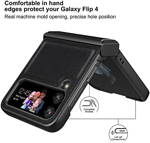 ????? Калъф Samsung Galaxy Z Flip 4 5G от естествена кожа премиум-клас, Z калъф Flip 4 със защита на панти,