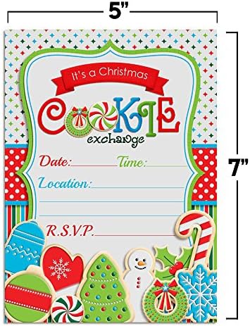 Обмен на коледните бисквити и покани на парти, 20 Картички с размер 5 x 7 инча с двадесет бели конвертами от AmandaCreation