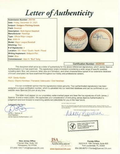Санди Куфакс Kershaw Хершайзер Valenzuela Подписан Бейзбол Без Нападателите XX29105 - Бейзболни Топки С Автографи