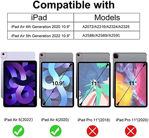 Държач за карти с панти капак за Apple Ipad Air5 (2022) 10,9 инча, Кожена Устойчиво на Надраскване Поставка