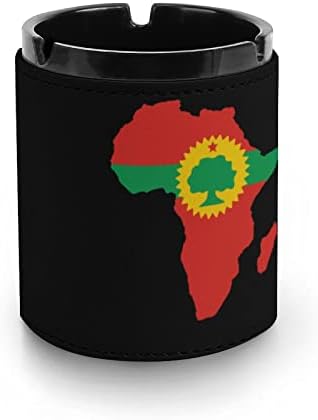 Флаг Оромо на Картата на Африка Кожена Цигара, Пепелник за Пури, Държач За Пепел, Преносим Настолен Пепелник За Пушачи, Двор, Офис И Дома