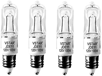 Халогенна лампа VSTAR JDE11 120V 100W, E11, Халогенна лампа Топло Бяла на цвят, С регулируема яркост, Мини-Канделябр