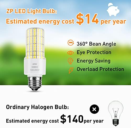 ZP A19 Led Лампа 300 W, Еквивалент на 40-Ватова Крушка 5000 Лумена 5000 До Студена Флуоресцентна Светлина Бяла