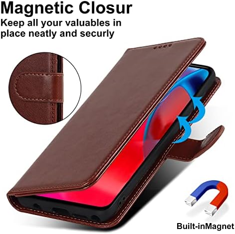 Основен чанта-портфейл за телефон HGSM 2021 Motorola Moto G Stylus 5G с Държач за карти, RFID Заключване, Кожен калъф с панти капак, Кафяв