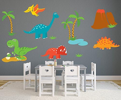 Стикер на стената в стил Динозавър - Стикери За стена детска - Декор на стените в детската стая - Етикети с динозаври - Пинки Пингвин (100 Вата X 60 Ч)