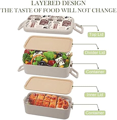 Лондонската Забележителност Symbols Bento Lunch Box Контейнери за Съхранение на продукти за 2 Отделения С Лъжица