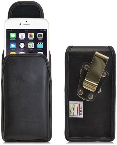 Колан за носене Turtleback за iPhone 6 Plus 6S Plus (5.5) Черна Вертикална Кобур Кожен Калъф с Ултра Въртяща Храповым Клипс за колан Произведено в САЩ