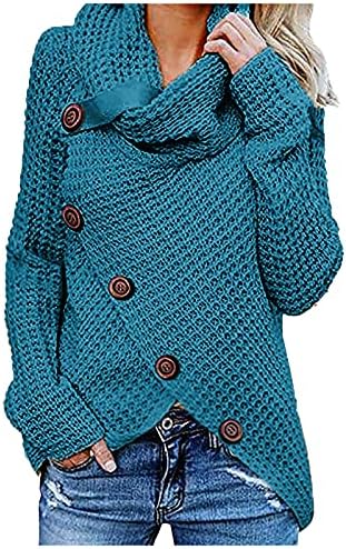 Дамски Пролетни Пуловери, Модерен Есенно-Зимните Пуловери с Дълъг Ръкав и Копчета, Нередовен Вязаный Пуловер,