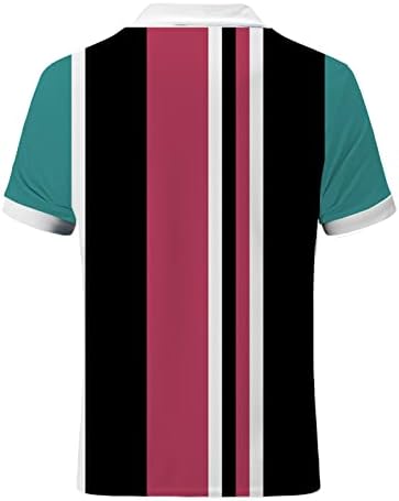 Мъжки Ризи Поло С Къс Ръкав в Контрастни Цветове В Ивица с цип 1/4 Класическа Риза За Голф и за Тенис на маса,