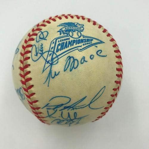 1998 Екипът на Кливланд Индианс Подписа бейзболни топки ALCS Джим Том 25 Sigs PSA DNA COA - Бейзболни топки с автографи