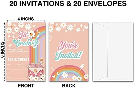 Покана за 2-ия рожден ден от LeFohLon, 20 Опаковки на двустранните Покани Картички Rainbow Two Лазерите с цветен