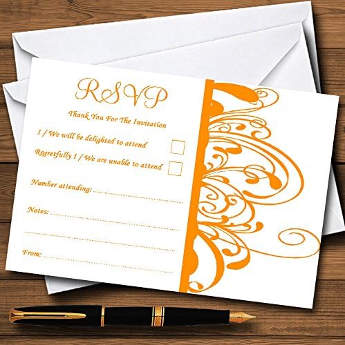 Персонални Покани пощенска картичка в стил бяло и Оранжево Завъртете Deco