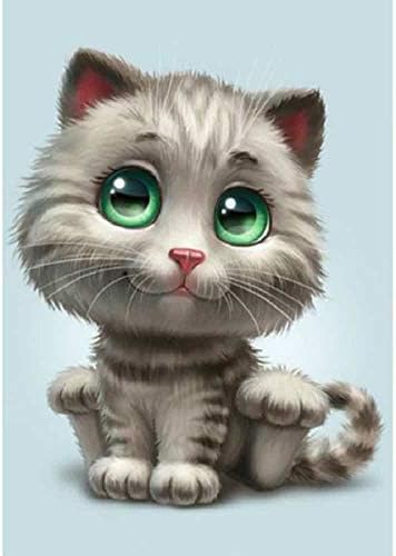 RTO Eyed Kitten-Комплект за диамант бродерия Green D ' Art /С принтом/Скъпоценни камъни, 27 x 19 см