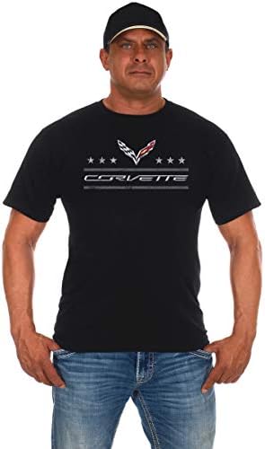 Мъжки t-shirt Chevy Corvette C7 от JH DESIGN GROUP, Черна Тениска с кръгло деколте
