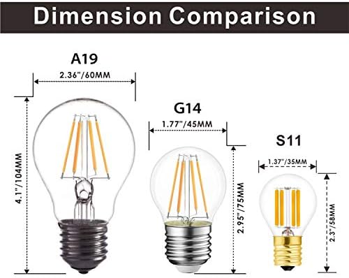 Led лампа Hizashi Super Mini Globe S11 с регулируема яркост, 4 W, мидълуер основа E17, 40S11, подменяйки светодиодна