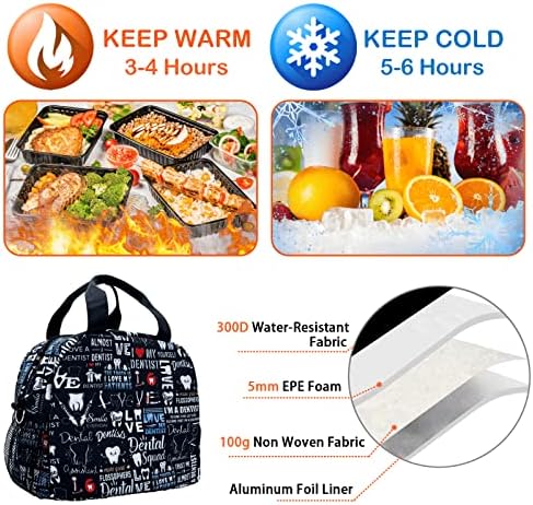 Стоматологичен Изолирано чанта за Обяд, за жени, за Многократна употреба Малки Чанти за Обяд с Регулируем и Подвижен пагон, Термосумка-хладилник, Чанта за Обяд, Пре?