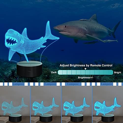 Shark Lampeez Kids 3D лека нощ Оптична Илюзия Крушка с 16 цвята Дистанционно Управление Смяна на Идеи за Подарък