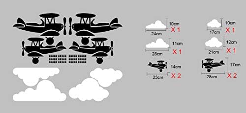 JUEKUI Самолет Стикер на стената Самолет с Облаците Стикер на Стената за по-Малките Момчета Украса Спални Боец