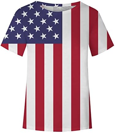 Дамски Летни Блузи 2023, Елегантни Ежедневни Тениски на 4 юли, Тениска с къс ръкав и кръгло деколте, американски