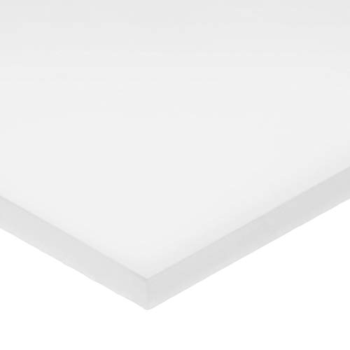 Пластмасов лист от гомополимера ацеталя Delrin, бял, с дебелина 3/8 инча, ширина 12 см и дължина 24 инча