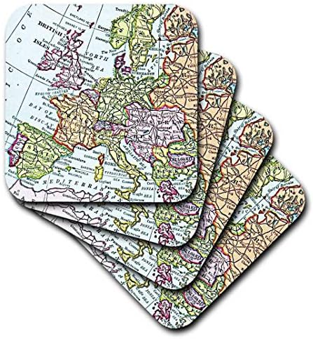 3dRose Реколта Европейската карта на Западна Европа - Великобритания, Франция, Испания, Италия и т.н. - Ретро