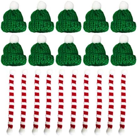 TENDYCOCO шапка на Дядо Коледа-шапка 20pcs мини-шапки на Дядо шал Коледен мини-шапка и шал коледни декорации