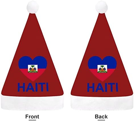 Любовта Хаити Коледна Шапка на Дядо Шапка за Възрастни Унисекс Комфорт Класическа Коледна Шапка за Коледно парти Празник