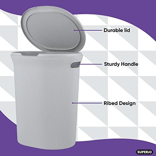 Декоративна Пластмасова кошница за дрехи, с капак и разположени дръжки, White Smoke (1 опаковка) Кошница-Органайзер