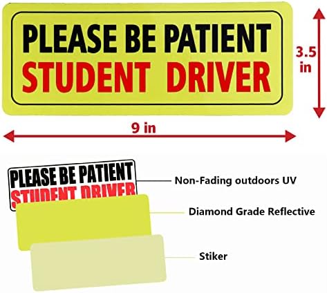 JUSTTOP 3 бр. стикер за водача-студент за автомобил, моля, бъдете търпеливи, Стикери за шофьорите-студенти,