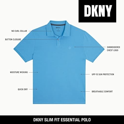Мъжки памучен риза с къси ръкави DKNY – Бързосъхнеща мъжка риза за голф Regular Fit, впитывающая влага (Размери: