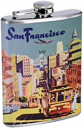 Безупречен стил, фляжка от неръждаема стомана 8 грама, ретро постер D-025 San Francisco Vintage Travel