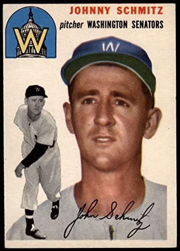 1954 Topps 33 с Джони Шмитцем Вашингтон Сенатърс (Бейзболна картичка) (Бяла спин) EX/ MT Senators