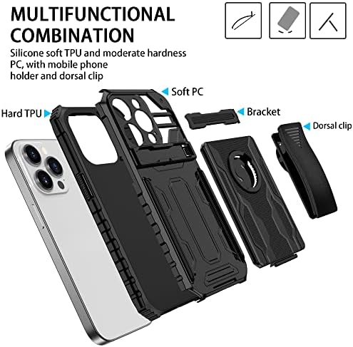 Калъф за телефон Junli, съвместим с Redmi 9 Power Case със завъртане на 360 °, колан, чанта-кобур, защита от