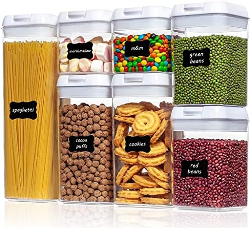 TREXD Комплект кутии за съхранение на храните от 7 теми с капак, кухненски херметически затворени буркани за