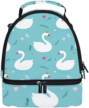 Трайни преносими двуслойни чанти за хранене Swan Lake, с обяд-бокс на раменна рамо, подходящ за работа, пътуване