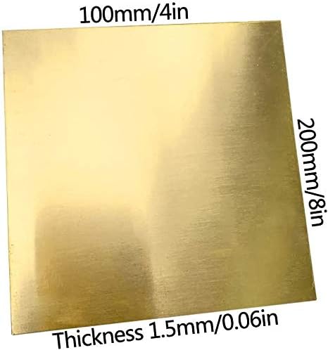 Месинг лист HUILUN Месинг лист 100x100 мм Дебелина 1,5 мм за Ремонт на Метални Изделия DIY Месингови Плочи (Цвят: