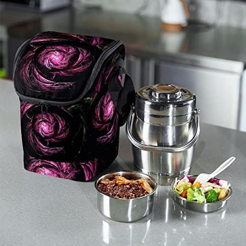 Дамски Чанта за обяд GUEROTKR, Кутия за Обяд за мъже, Мъжки Кутия за Обяд, абстрактен лилаво цвете модел е черен